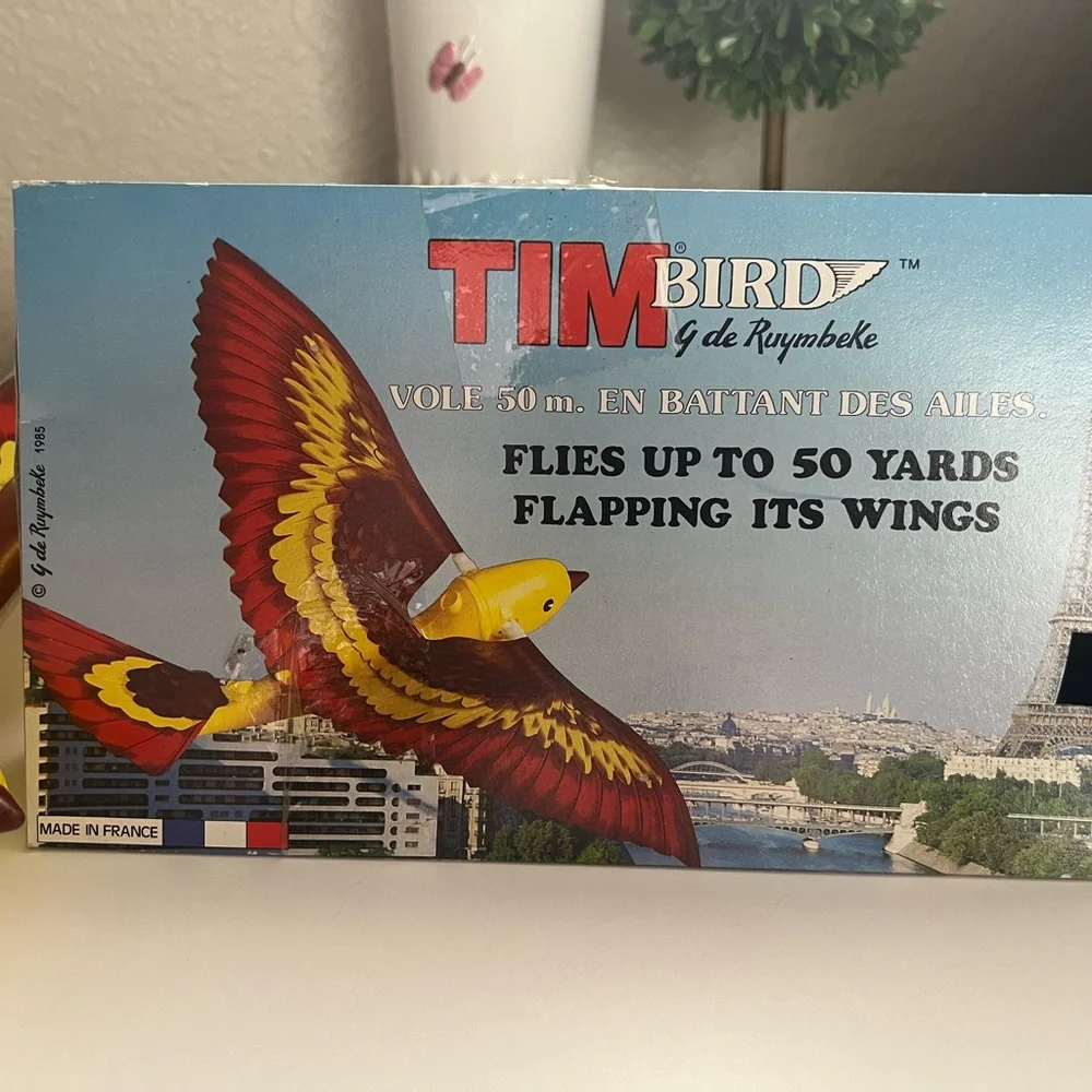Tim Bird Vintage 1983 Flying Bird Toy - Red and Yellow
